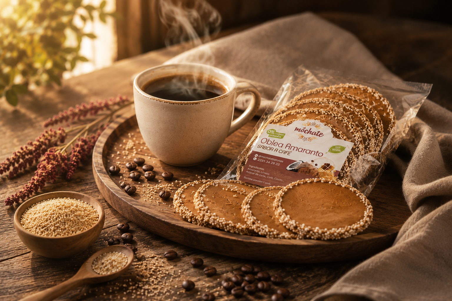 Obleas de amaranto con café